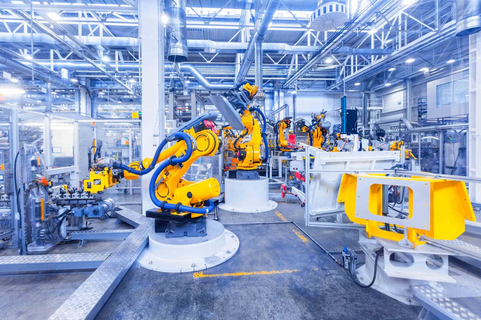 Advanced robotic machinery in a modern industrial facility, highlighting Colombo Fasteners' high-strength fasteners designed for various industrial applications, ensuring reliability and efficiency.